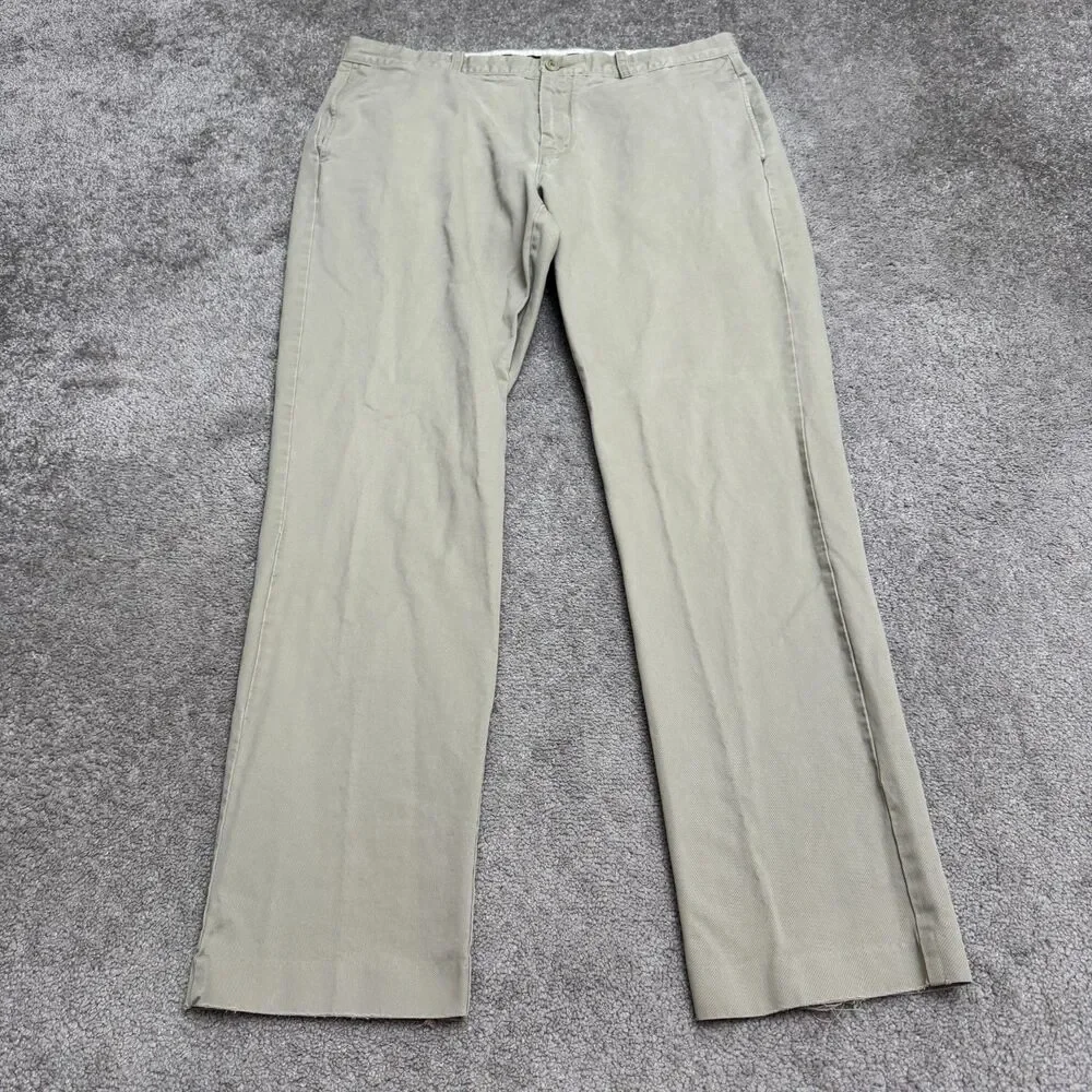 J.Crew Essential Chino Pants Mens 36W Khaki Tan Cotton Straight Leg Casual